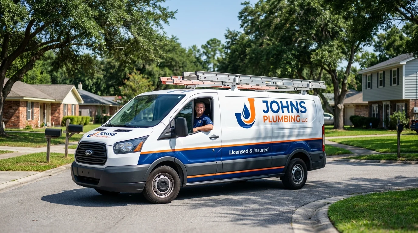 Johns Plumbing LLC service van in San Antonio, PR
