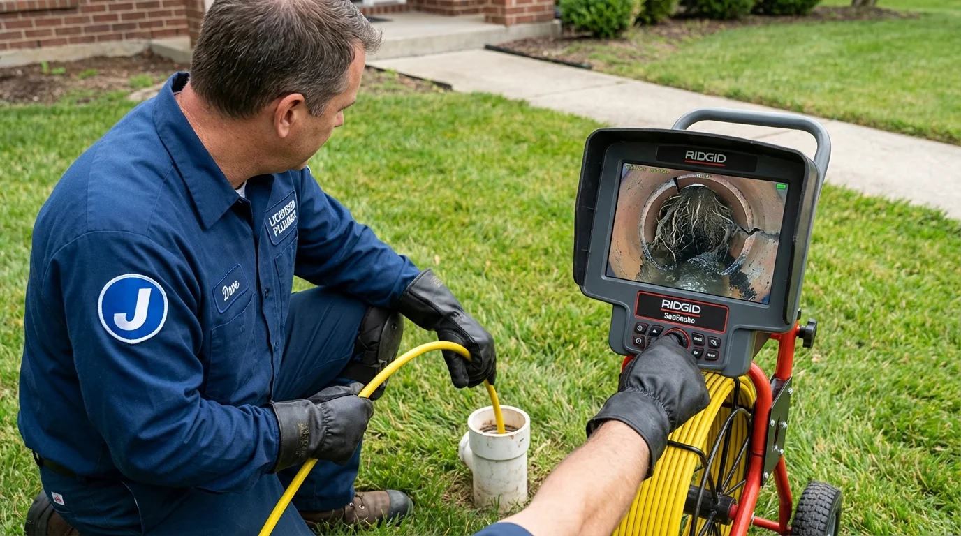 Sewer camera inspection being performed by Johns Plumbing LLC in San Antonio